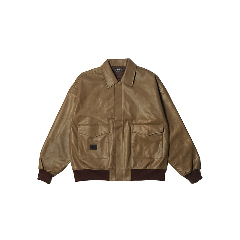 Cheers(チアーズ)/ PU LEATHER JKT -OLIVE-