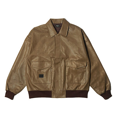 Cheers(チアーズ)/ PU LEATHER JKT -OLIVE-