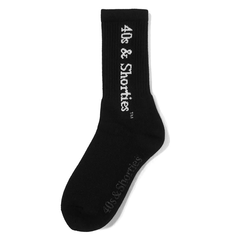 40s&Shorties(フォーティスアンドショーティース)/ Large Text Logo Sock(BLACK)