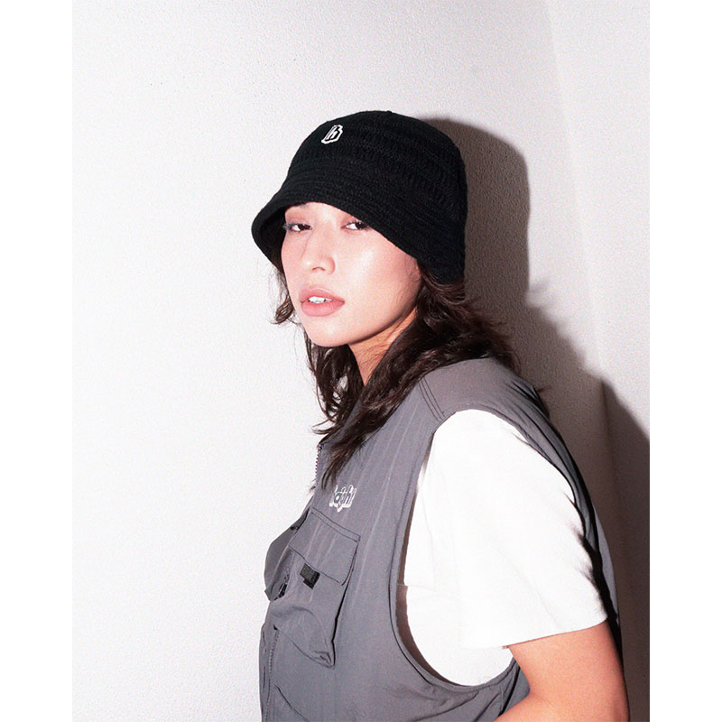 HAIGHT(ヘイト)/ ACRYLIC KNIT BUCKET HAT -BLACK-