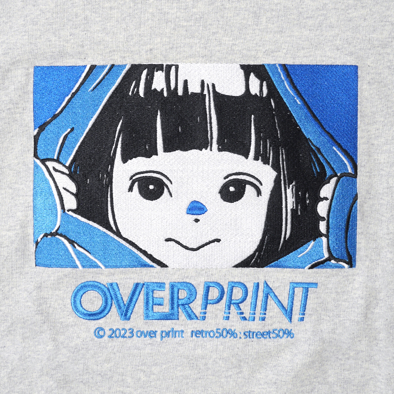 OVER PRINT(オーバープリント)/ EYES EMB sweatshirts like LS TEE -2COLOR-