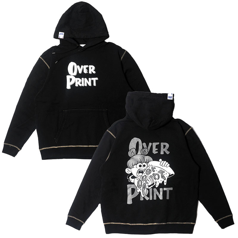 OVER PRINT(オーバープリント)/ PIZZA REFLECTOR HOODIE -BLACK-