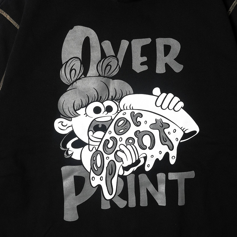 OVER PRINT(オーバープリント)/ PIZZA REFLECTOR HOODIE -BLACK-