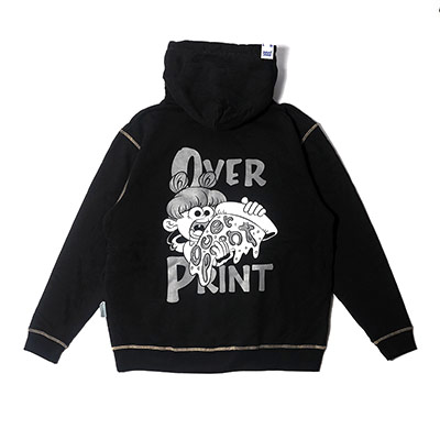 OVER PRINT(オーバープリント)/ PIZZA REFLECTOR HOODIE -BLACK-