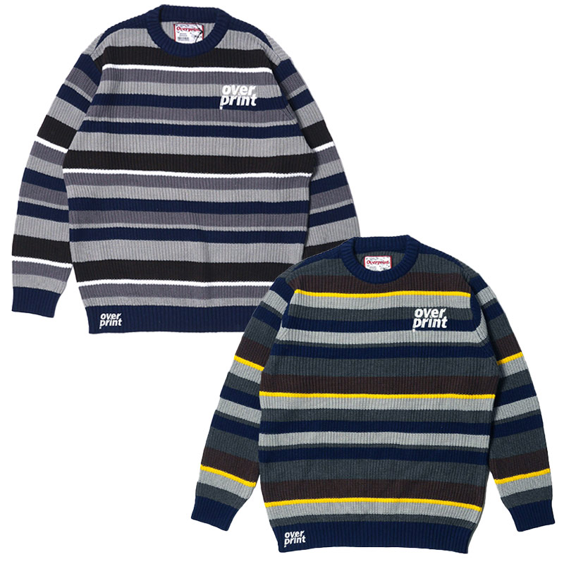 OVER PRINT(オーバープリント)/ BOADER COTTON KNIT -2.COLOR-