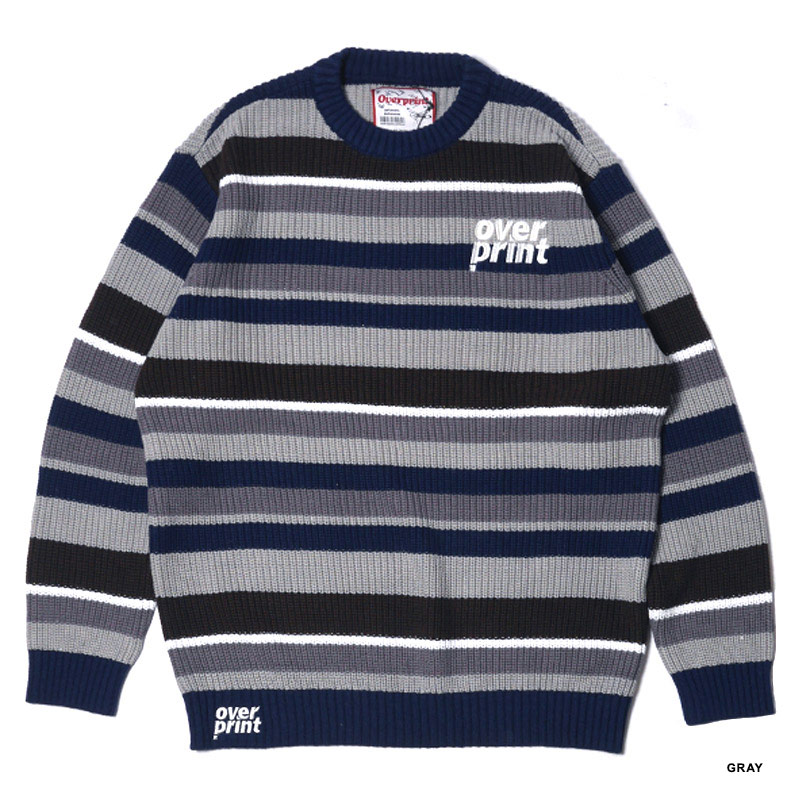 OVER PRINT(オーバープリント)/ BOADER COTTON KNIT -2.COLOR-