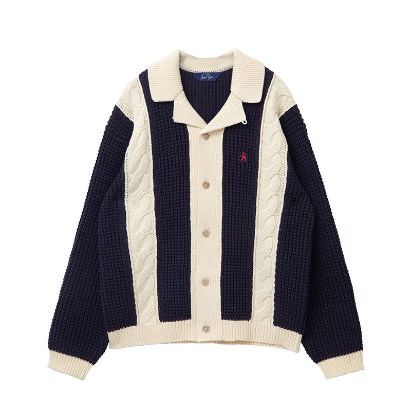 SPECIAL GUEST(スペシャルゲスト)/ SG cable collar cardigan -2COLOR-(NAVY)