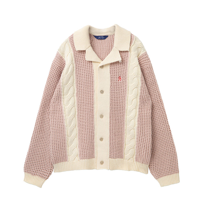 SPECIAL GUEST(スペシャルゲスト)/ SG cable collar cardigan -2COLOR-(PINK)