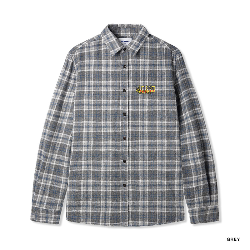 Butter Goods(バターグッズ)/ Caterpillar Flannel Shirt -2.COLOR-(GREY)