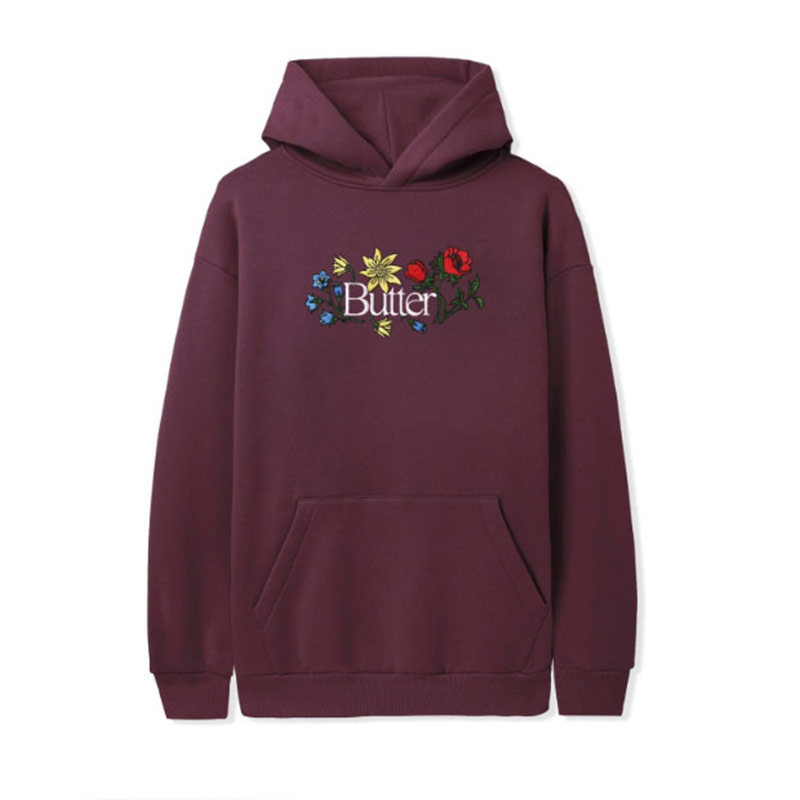 Butter Goods(バターグッズ)/ FLORAL EMBROIDERED PO HOOD -4.COLOR-(BURGUNDY)