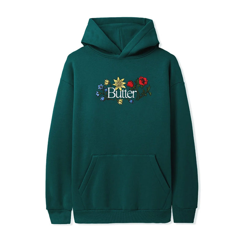 Butter Goods(バターグッズ)/ FLORAL EMBROIDERED PO HOOD -4.COLOR-(GREEN)
