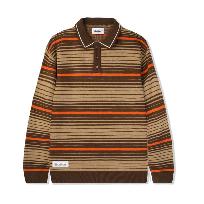 Butter Goods(バターグッズ)/ STRIPE KNITTED SHIRT -2.COLOR-(BROWN)