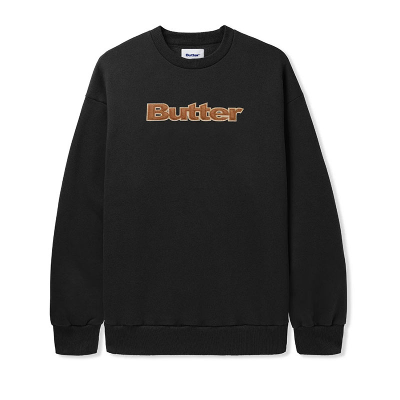 Butter Goods(バターグッズ)/ FELT LOGO APPLIQUE CREWNECK -4.COLOR-(BLACK)