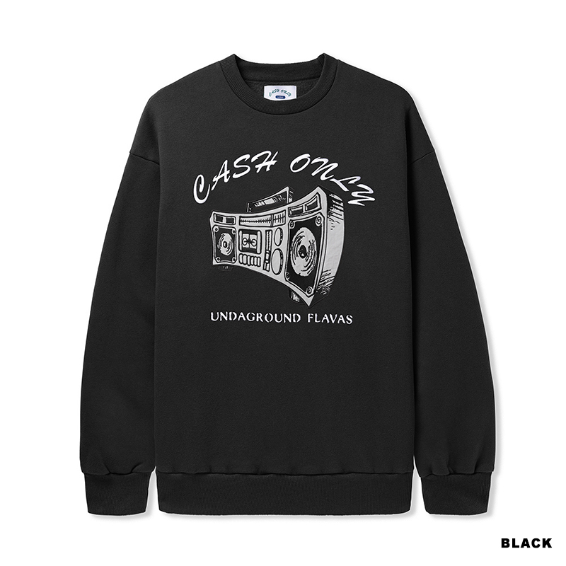 CASH ONLY(キャッシュオンリー)/ Boombox Nylon Applique Crewneck Sweatshirt -2.COLOR-
