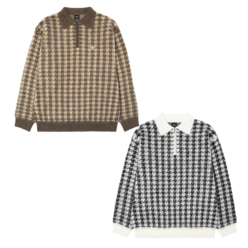 HUF(ハフ)/ ONE STAR HOUNDSTOOTH POLO SWEATER -2.COLOR-