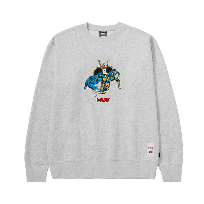 HUF(ハフ)/ HUF X X-MEN MUTANT TEAM-UP CREWNECK -H.GREY-