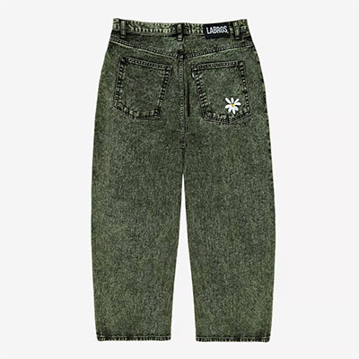LABROS(ラブロス)/ Stone Washed Smart Daisy Baggy Jeans -GREEN-