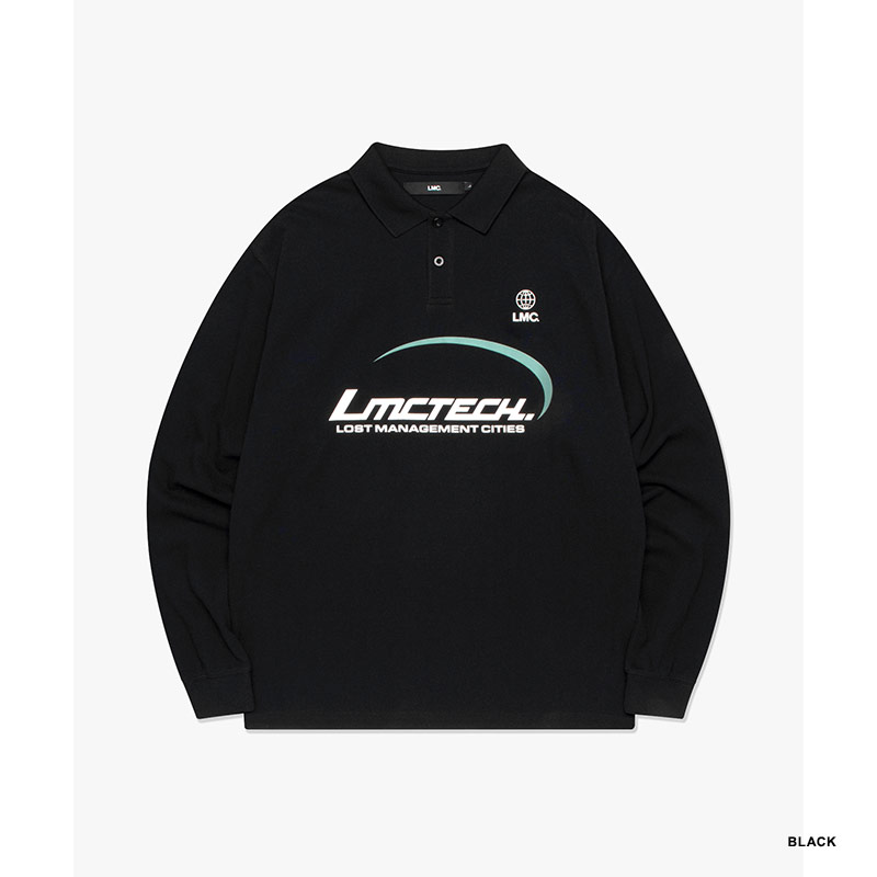 LMC(エルエムシー)/ TECH PK COLLAR LONG SLV TEE -2.COLOR-(BLACK)