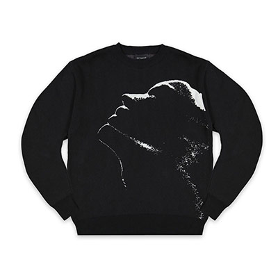 OCTAGON(オクタゴン)/ FACE KNITTED SWEATER -BLACK-