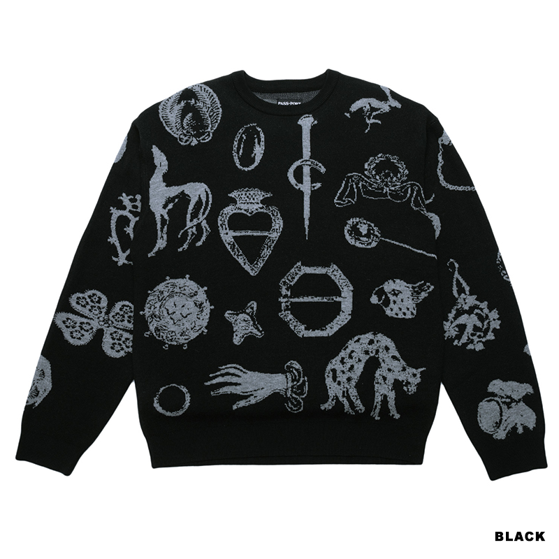 PASS PORT(パスポート)/ Trinkets Knit Sweater -2.COLOR-(BLACK)