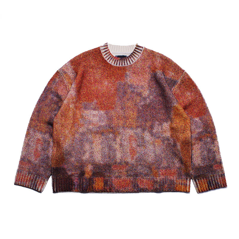 SCWEAR(スクウェア)/ ABSTRACT PAINTING KNIT -2.COLOR-(ORANGE)