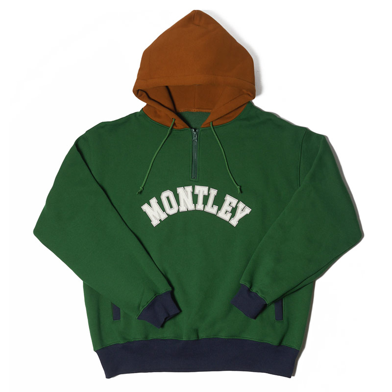 MONTLEY(モーレー)/ HALF ZIP HOOD SW -3COLOR-(GREEN)