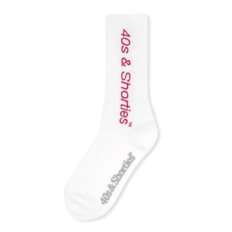 40s&Shorties(フォーティスアンドショーティース)/ Slim Text Logo Sock -WHITE-