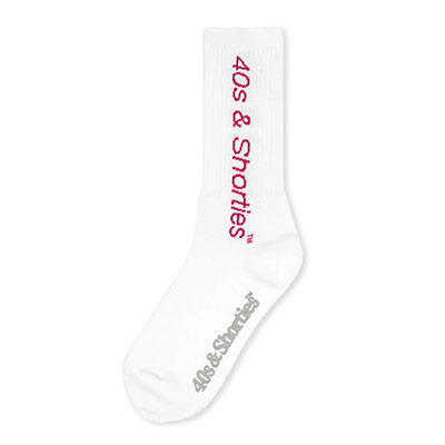 40s&Shorties(フォーティスアンドショーティース)/ Slim Text Logo Sock -WHITE-