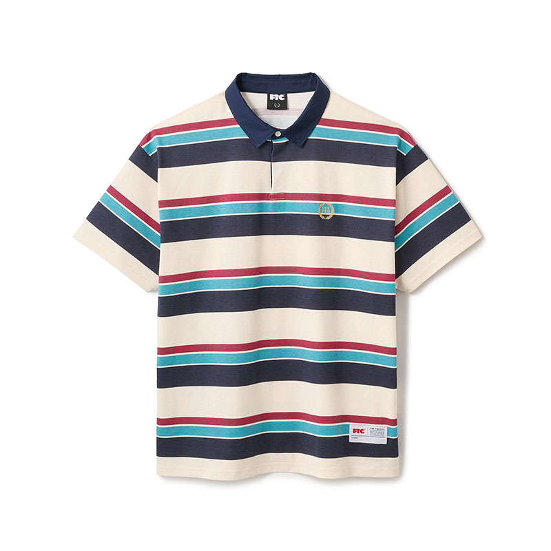 FTC(エフティーシー)/ PRINTED STRIPE RUGBY SHIRT -3.COLOR-(WHITE)