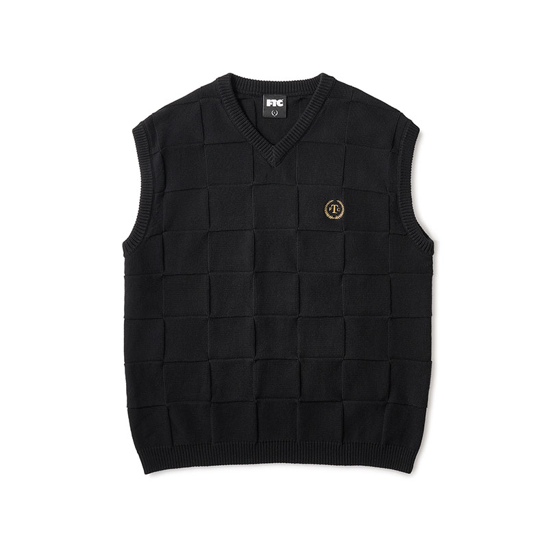 FTC(エフティーシー)/ CHECKER KNIT VEST -2.COLOR-(BLACK)