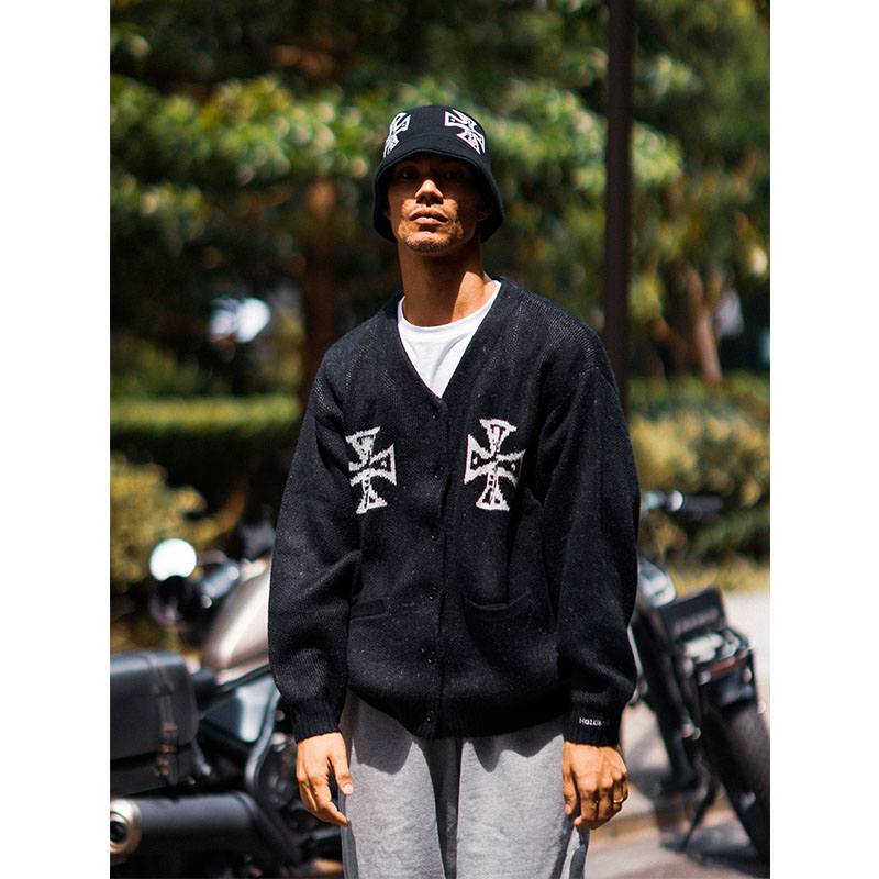 HAIGHT(ヘイト)/ GOOD BAD CROSS CARDIGAN  -BLACK-