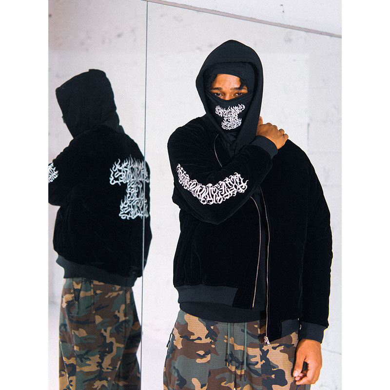 HAIGHT(ヘイト)/ [CASPER] FLAMES LOGO VELOUR JACKET -BLACK-