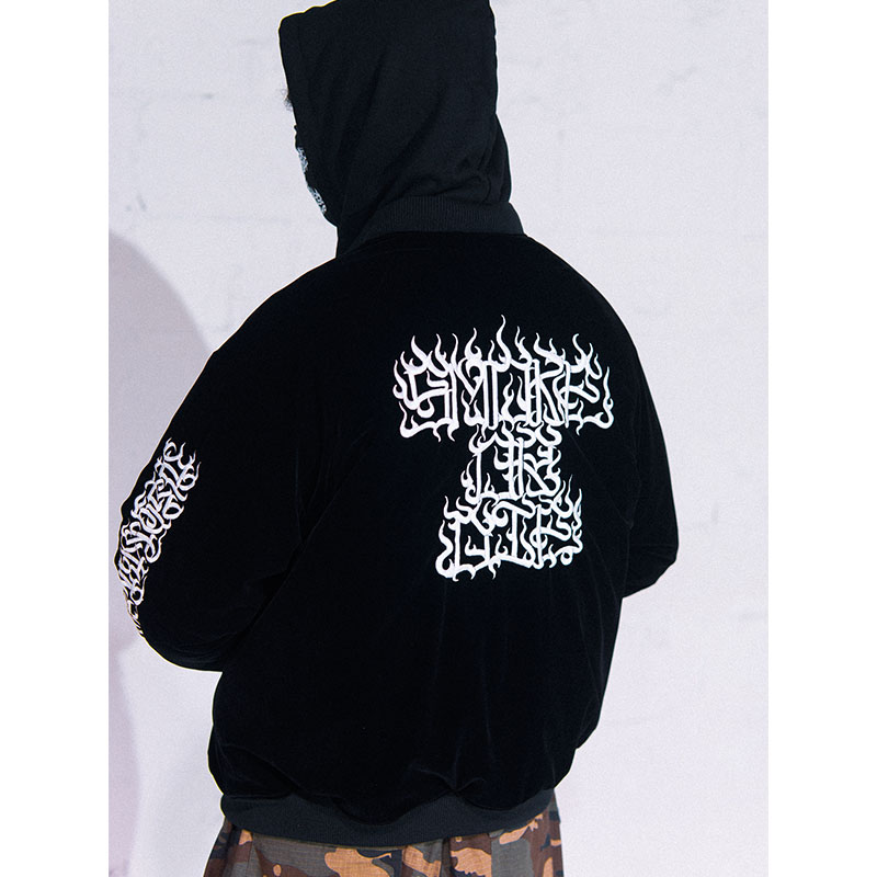 HAIGHT(ヘイト)/ [CASPER] FLAMES LOGO VELOUR JACKET -BLACK-