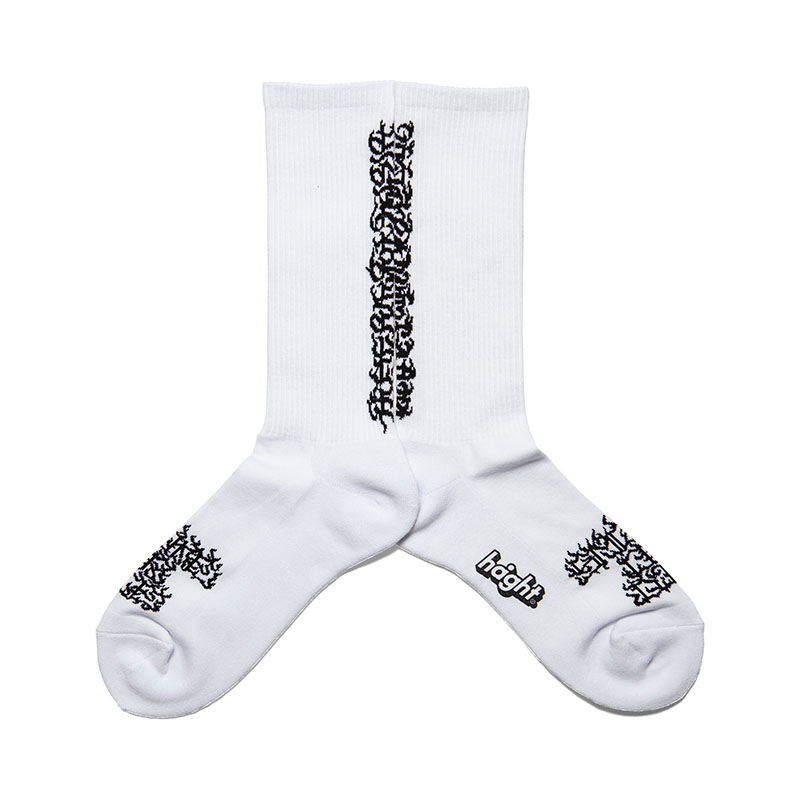 HAIGHT(ヘイト)/ [CASPER] FLAMES LOGO SOCKS -2COLOR-(WHITE)