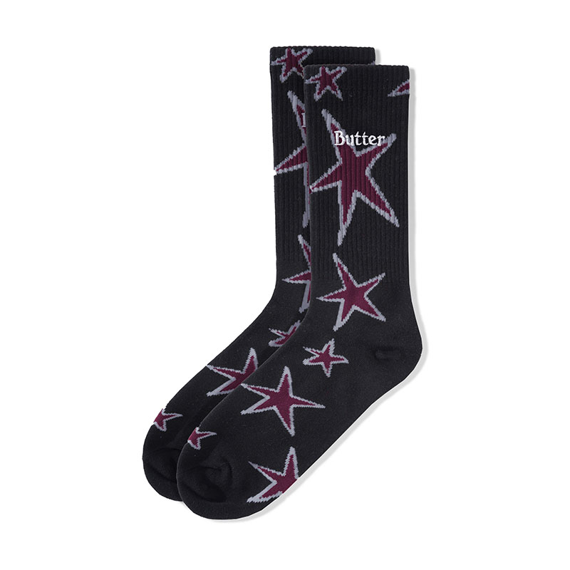 Butter Goods(バターグッズ)/ Star Socks -3.COLOR-(BLACK)
