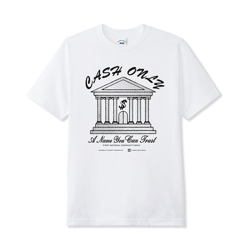CASH ONLY(キャッシュオンリー)/ BANK TEE -WHITE-