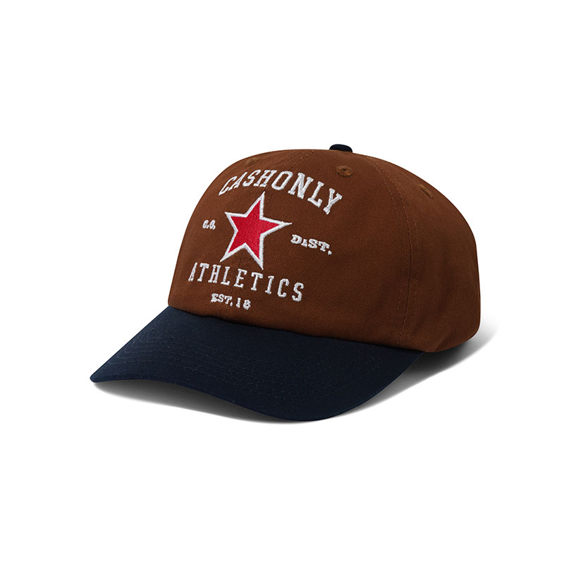 CASH ONLY(キャッシュオンリー)/ ATHLETICS 6 PANEL CAP -2.COLOR-(BROWN)