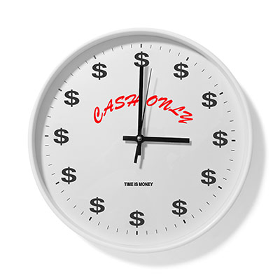 CASH ONLY(キャッシュオンリー)/ TIME IS MONEY WALL CLOCK -WHITE-