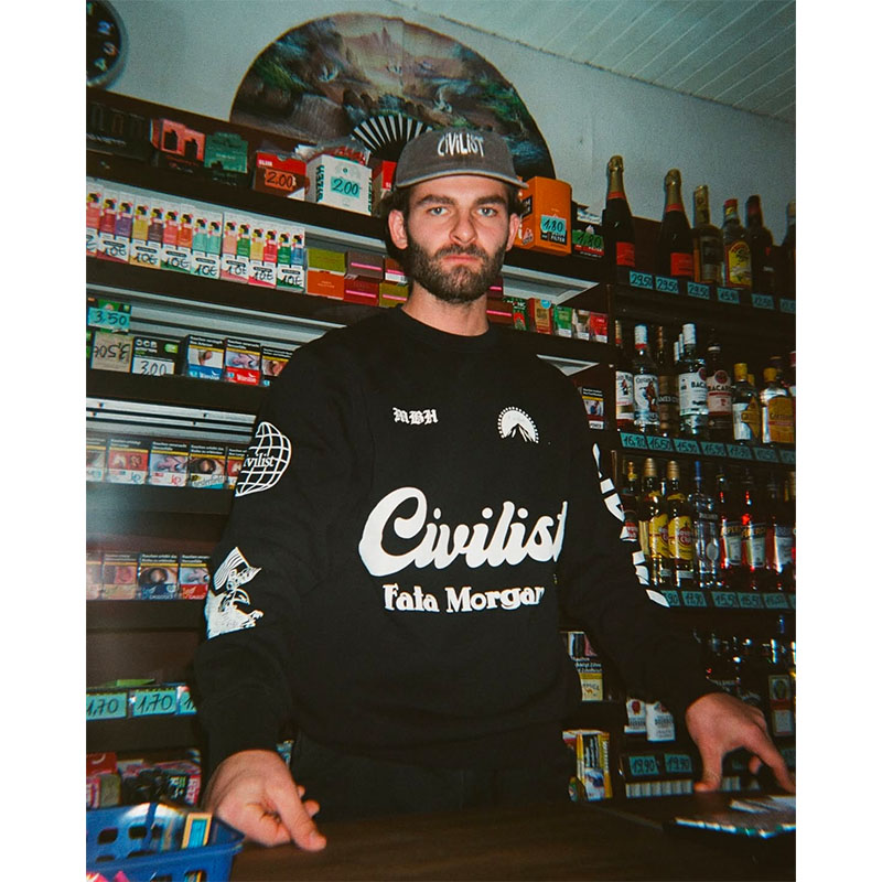 Civilist Berlin(シビリストベルリン)/ Fata Morgana Crewneck -BLACK-