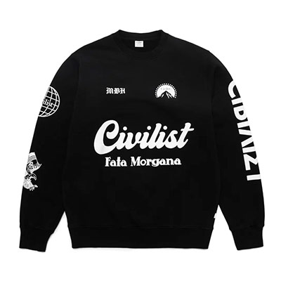 Civilist Berlin(シビリストベルリン)/ Fata Morgana Crewneck -BLACK-