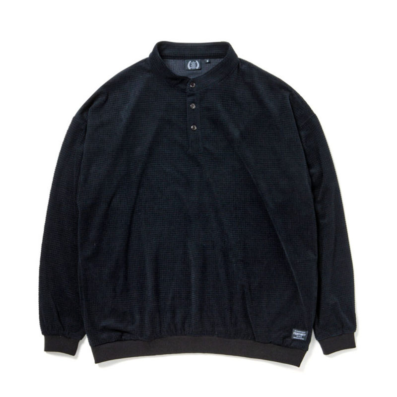 430(フォーサーティー)/ L/S HENRY NECK GRID THERMAL C&S -2.COLOR-(BLACK)