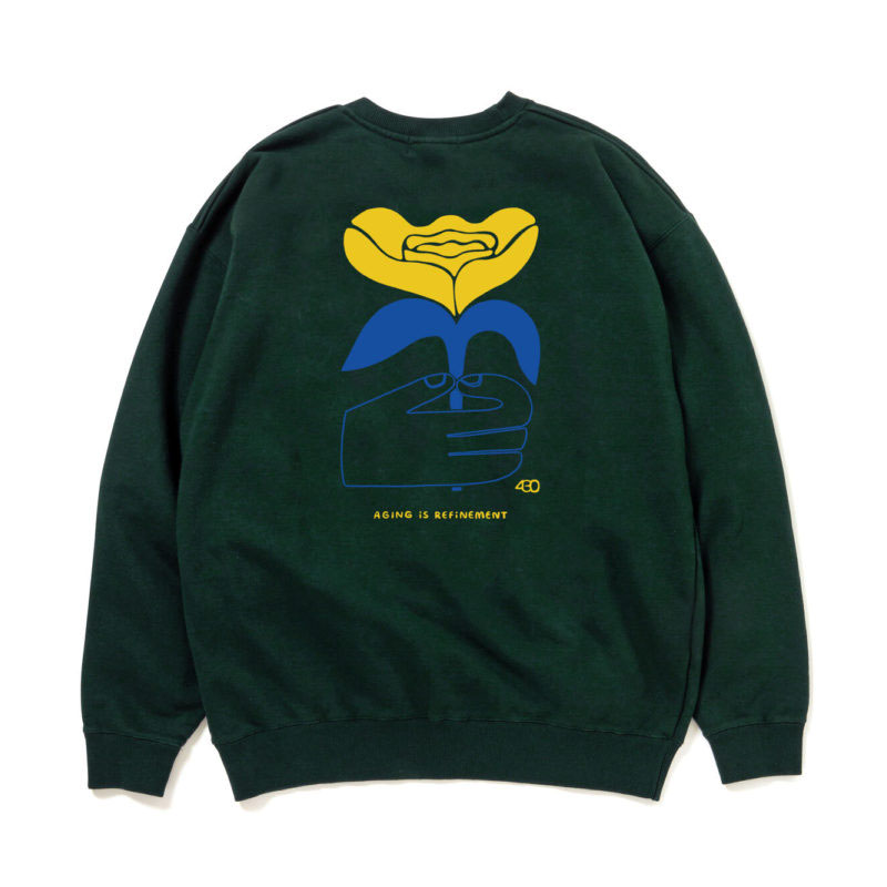 430(フォーサーティー)/ NF “AGING IS REFINEMENT” C/N SWEAT -2.COLOR-(GREEN)