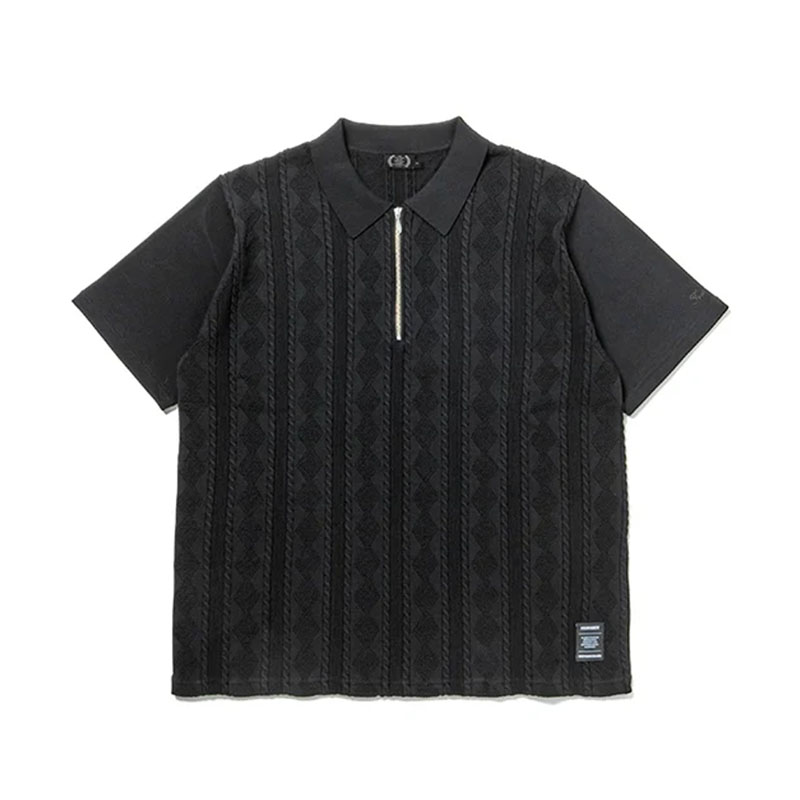 430(フォーサーティー)/ SS JAQUARD KNIT POLO -2.COLOR-(BLACK)