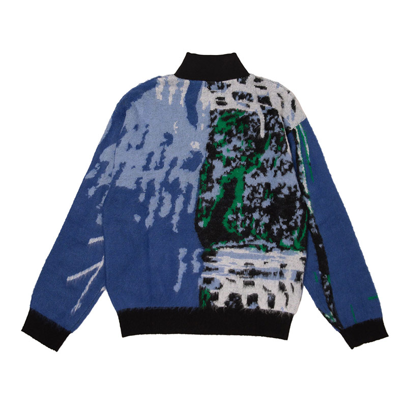 Hoddle Skateboards（ホドル）/ SCANNER MOHAIR FULL ZIP POLO -BLUE-