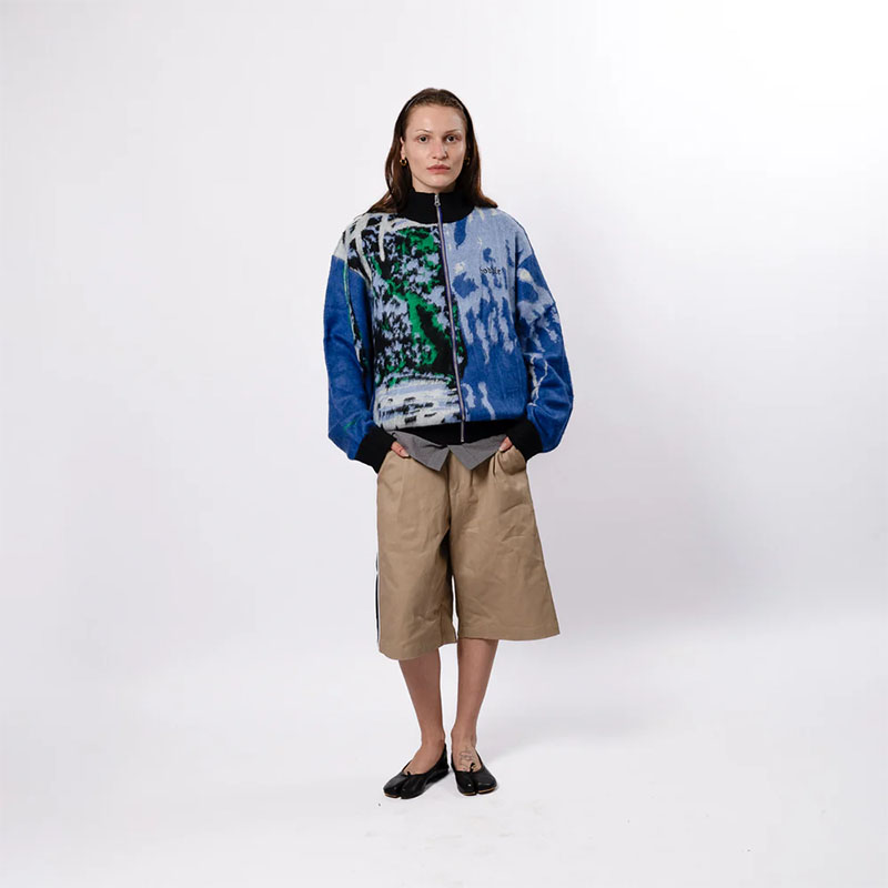 Hoddle Skateboards（ホドル）/ SCANNER MOHAIR FULL ZIP POLO -BLUE-