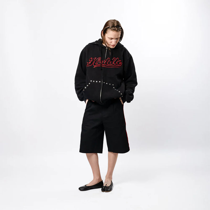 Hoddle Skateboards（ホドル）/ STUDDED INTARSIA SCRIPT ZIP UP HOODIE -2.COLOR-