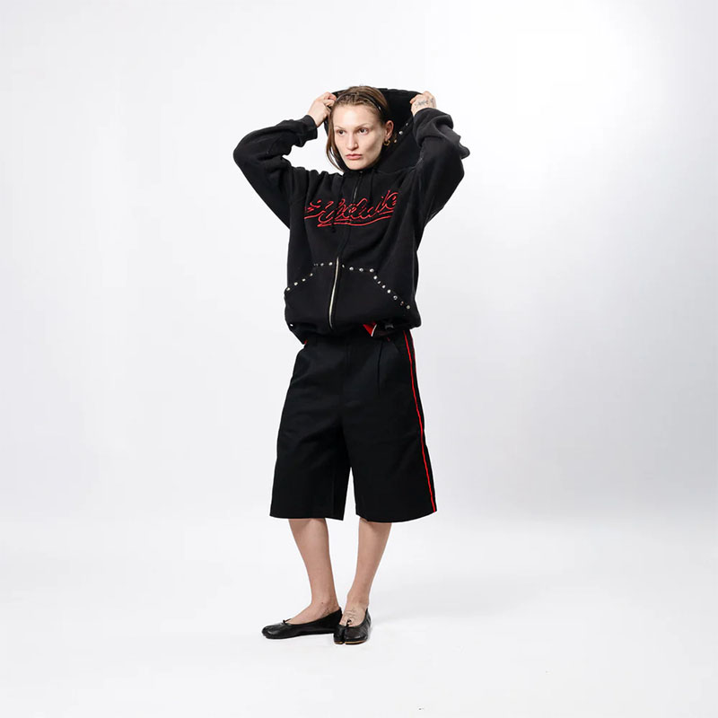 Hoddle Skateboards（ホドル）/ STUDDED INTARSIA SCRIPT ZIP UP HOODIE -2.COLOR-
