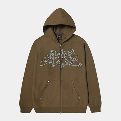 HUF(ハフ)/ OUTLINES HEAVY WEIGHT F/Z FLEECE -2.COLOR-