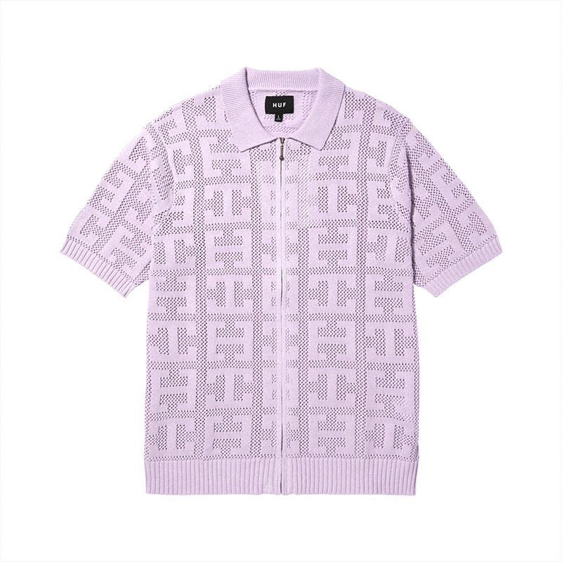 HUF(ハフ)/ MONOGRAM JACQUARD ZIP SWEATER -2.COLOR-(LAVENDER)