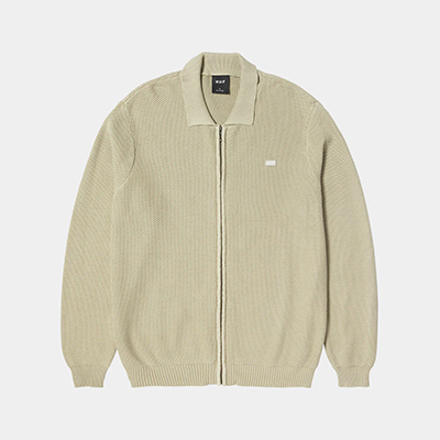 HUF(ハフ)/ ANTON ZIP OVERDYED SWEATER -PUTTY-